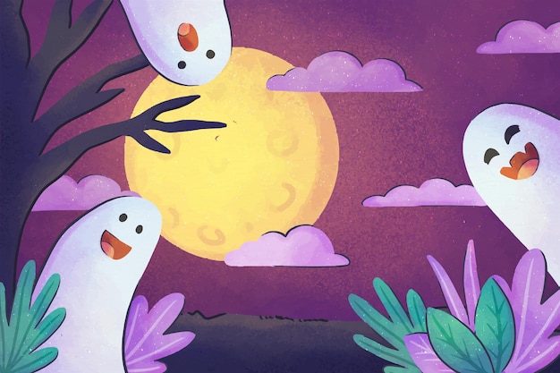 Free Vector watercolor halloween background