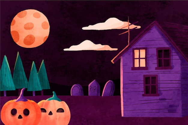 Free Vector watercolor halloween background