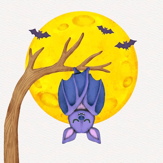 Watercolor halloween bat illustration