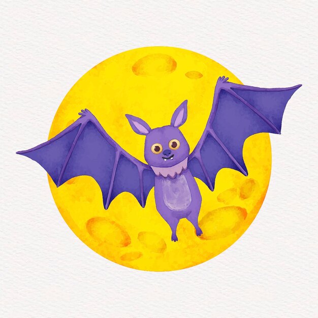 Watercolor halloween bat illustration