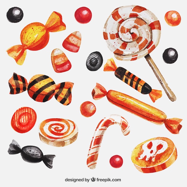 Free Vector watercolor halloween candies