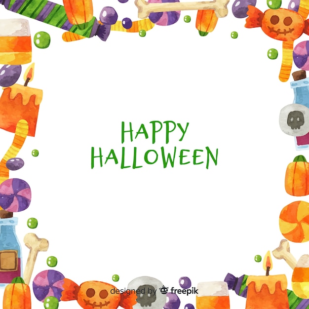 Watercolor halloween frame background