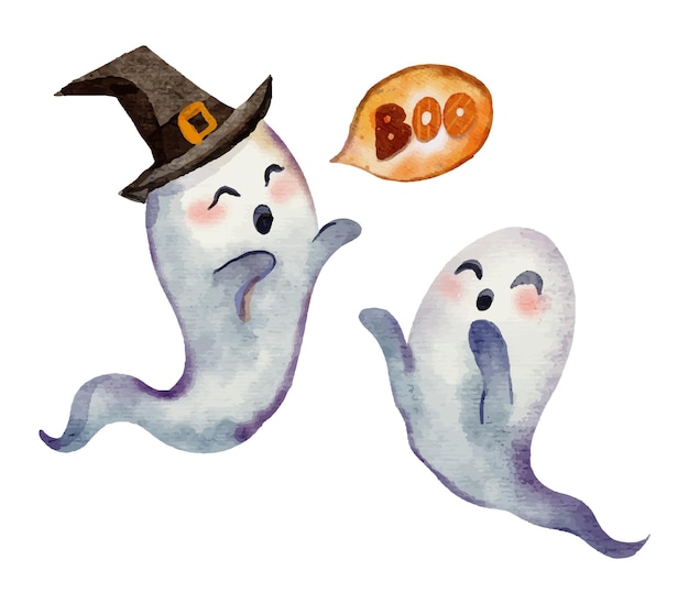 Free Vector watercolor halloween ghost illustration