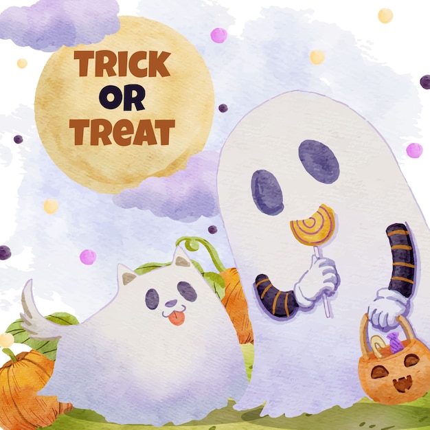 Free vector watercolor halloween illustration