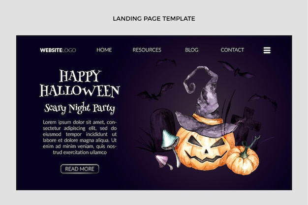 Watercolor halloween landing page template