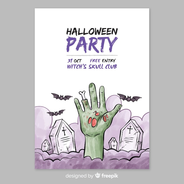 Free Vector watercolor halloween party flyer template