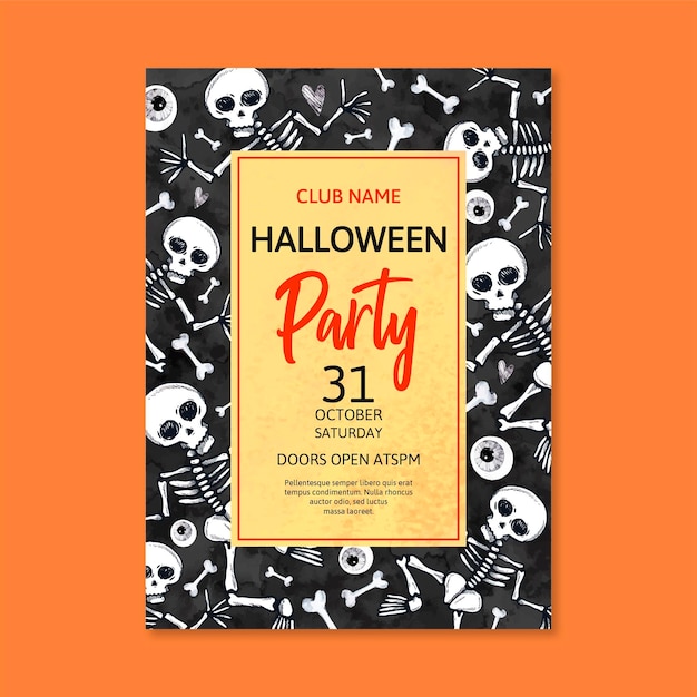 Watercolor halloween party poster template