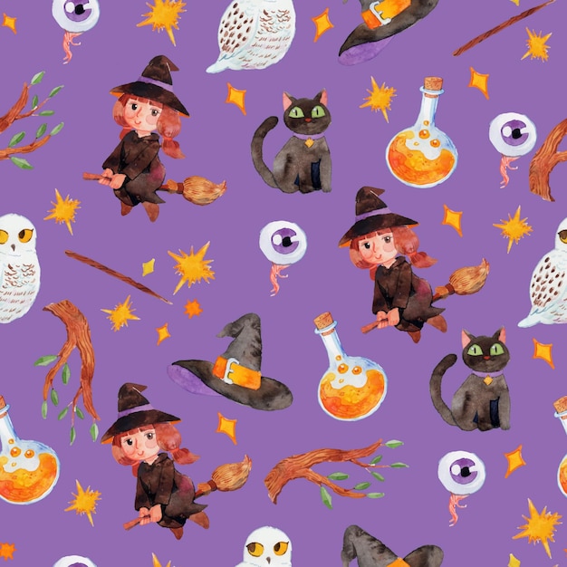 Watercolor halloween pattern design