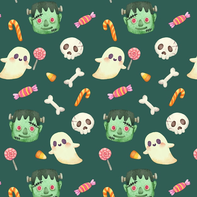 Watercolor halloween pattern design