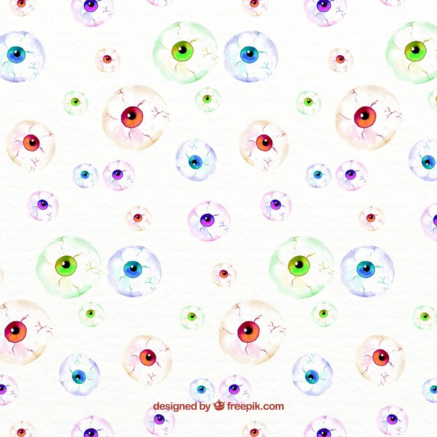 Watercolor halloween pattern with eyeballs