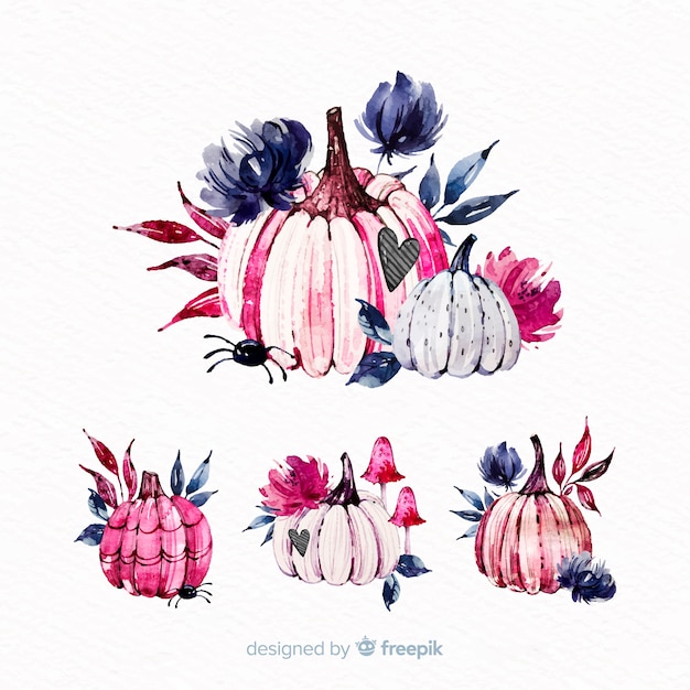 Watercolor halloween pumpkin collection