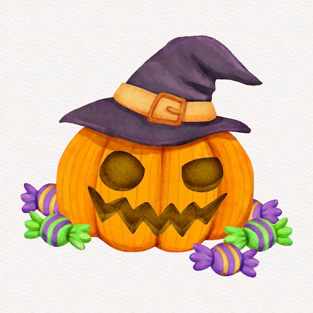 Watercolor halloween pumpkin illustration