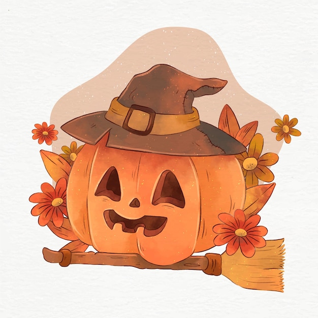 Watercolor halloween pumpkin illustration