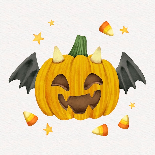 Watercolor halloween pumpkin illustration