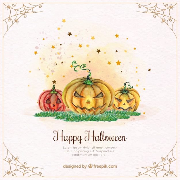 Free vector watercolor halloween pumpkins background