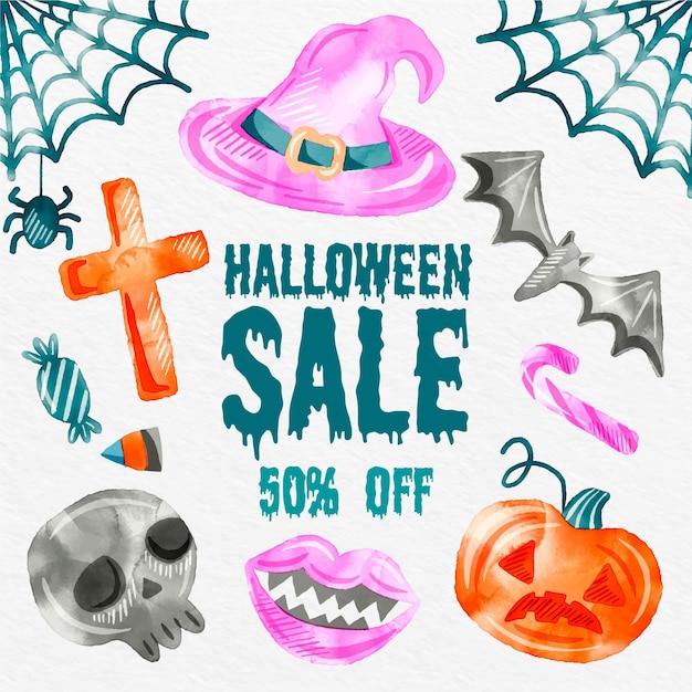 Watercolor halloween sale