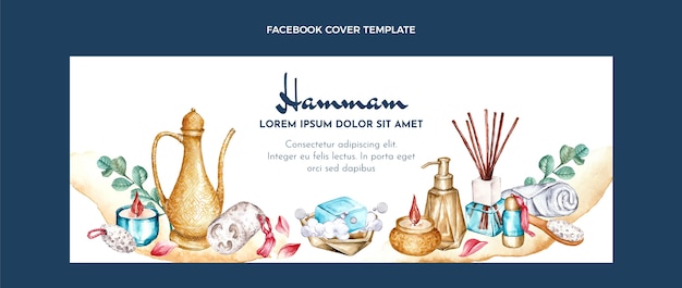 Free Vector watercolor hammam facebook cover template