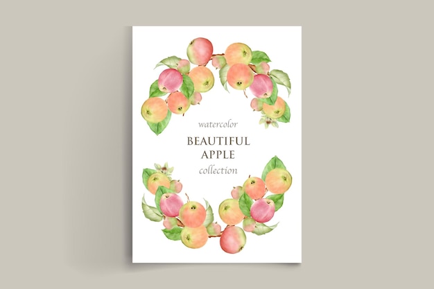 watercolor hand drawn apple card set