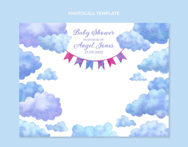 Watercolor hand drawn baby shower photocall