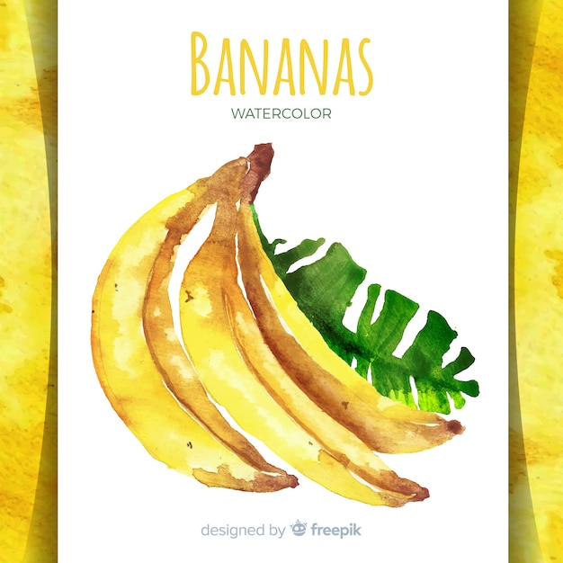 Free Vector watercolor hand drawn banana background