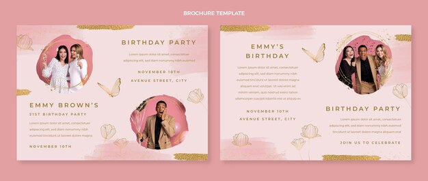 Watercolor hand drawn birthday brochure