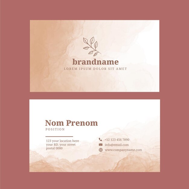 Watercolor hand drawn business cards