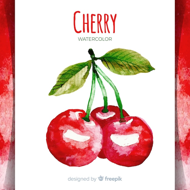 Free vector watercolor hand drawn cherries background