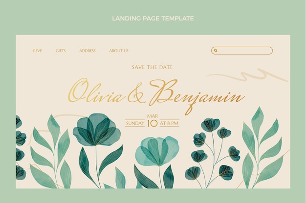 Free Vector watercolor hand drawn floral wedding landing page