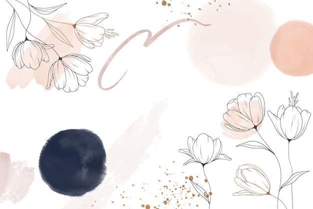 Watercolor hand drawn flowers background