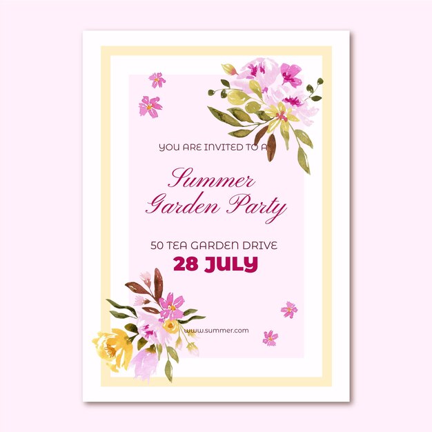 Watercolor hand drawn party invitation