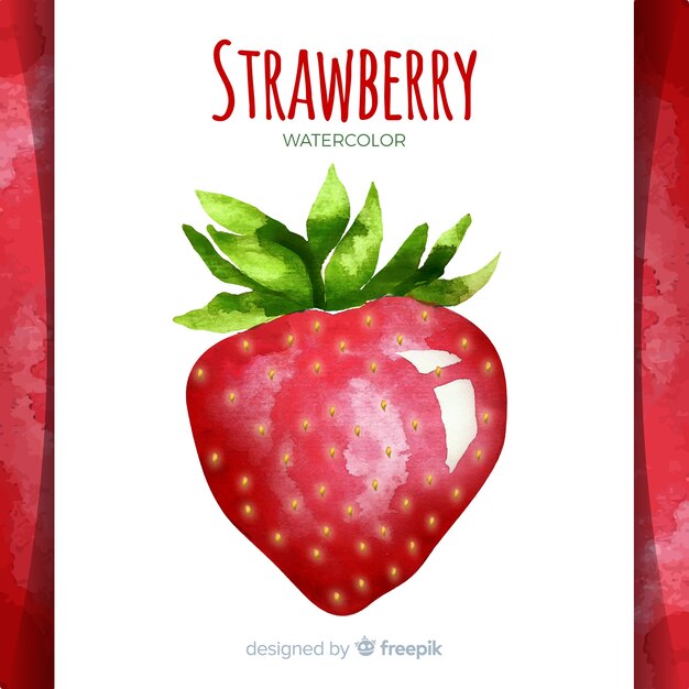 Watercolor hand drawn strawberry background