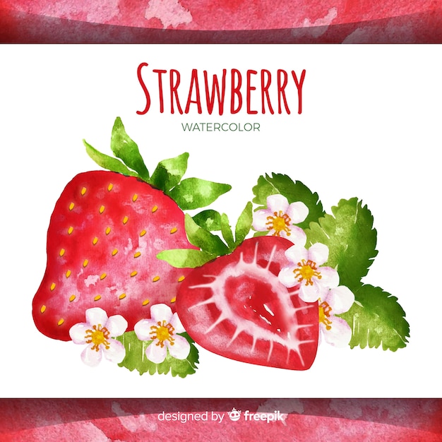 Free vector watercolor hand drawn strawberry background