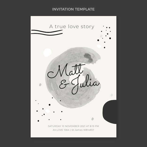 Free Vector watercolor hand drawn wedding invitation