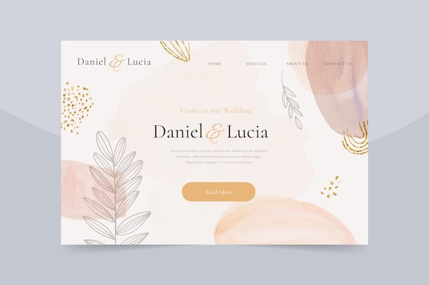 Watercolor hand drawn wedding landing page