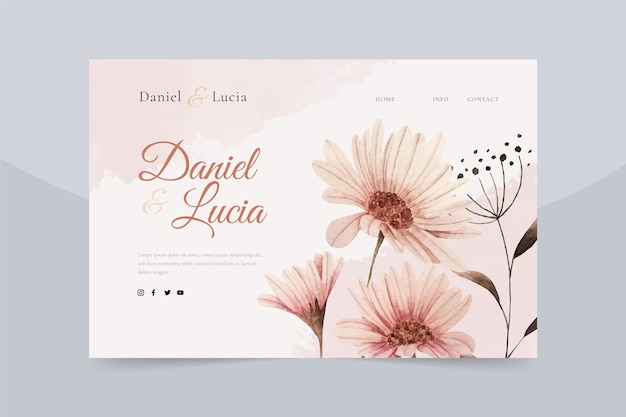 Free Vector watercolor hand drawn wedding landing page