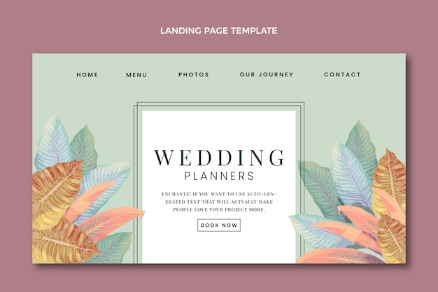 Free Vector watercolor hand drawn wedding landing page