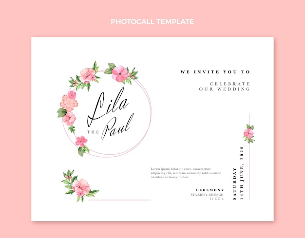 Free vector watercolor hand drawn wedding photocall