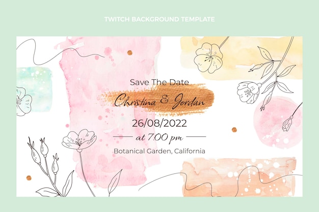 Watercolor hand drawn wedding twitch background