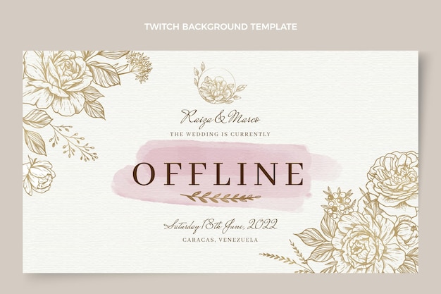 Watercolor hand drawn wedding twitch background