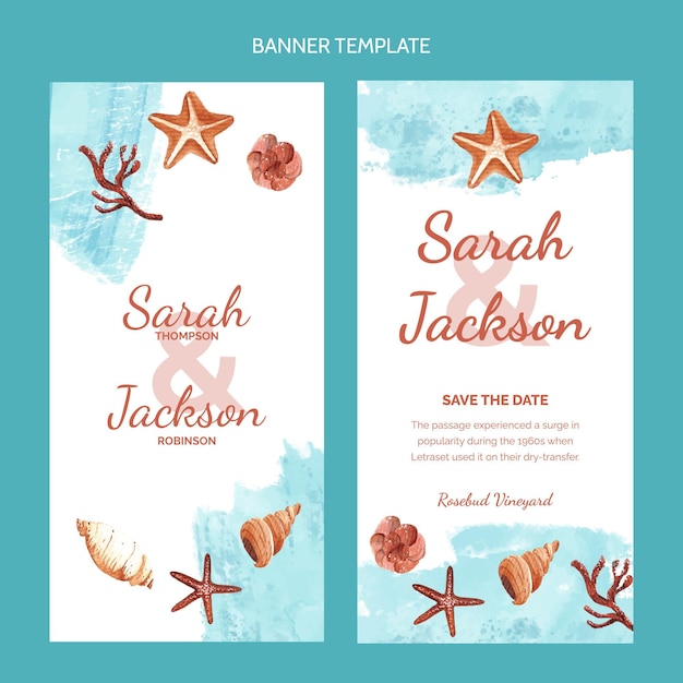 Free Vector watercolor hand drawn wedding vertical banners