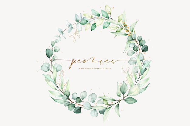 Watercolor hand painting wreath of peony