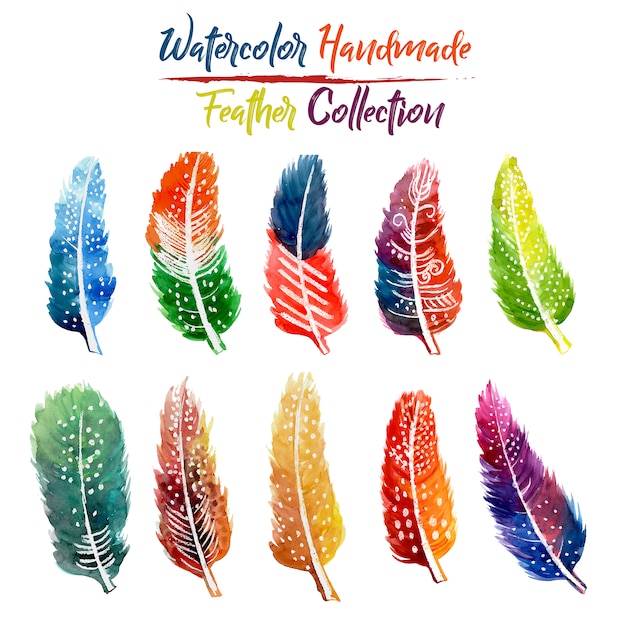  Watercolor Handmade Feather Collection