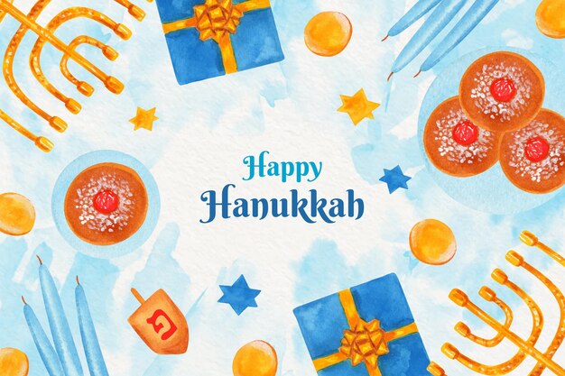 Watercolor hanukkah background