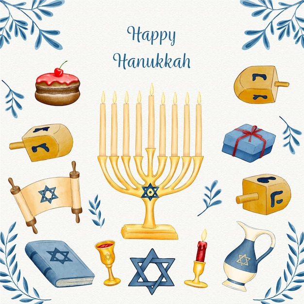 Free Vector watercolor hanukkah concept