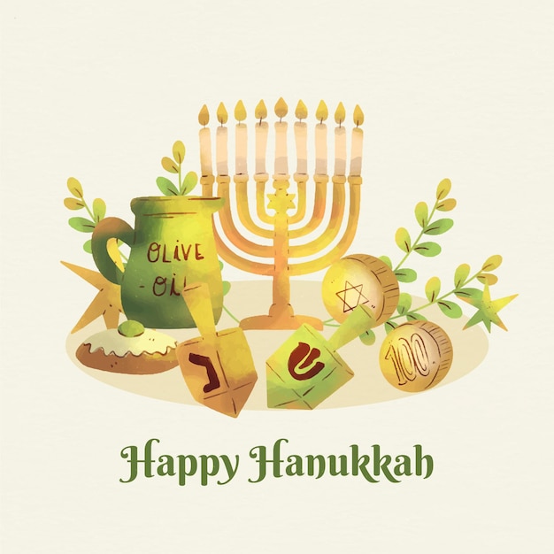 Watercolor hanukkah festival