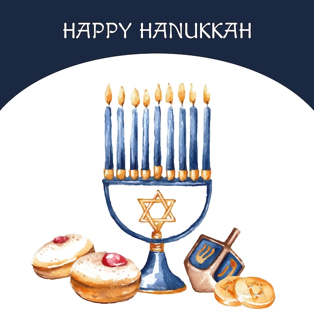 Free Vector watercolor hanukkah illustration