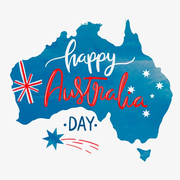 Watercolor happy australia day