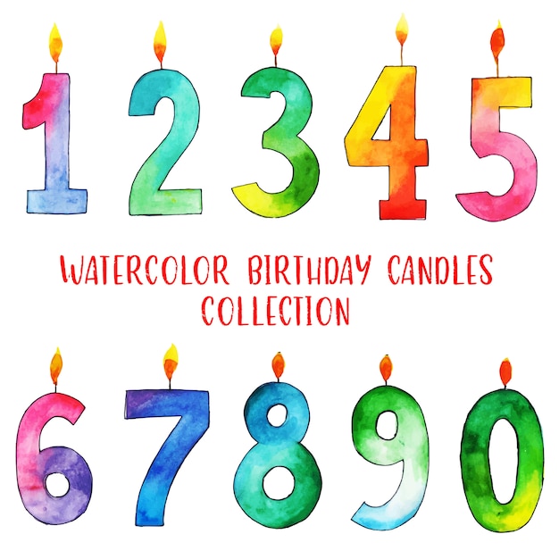 Watercolor Happy Birthday Candles Collection