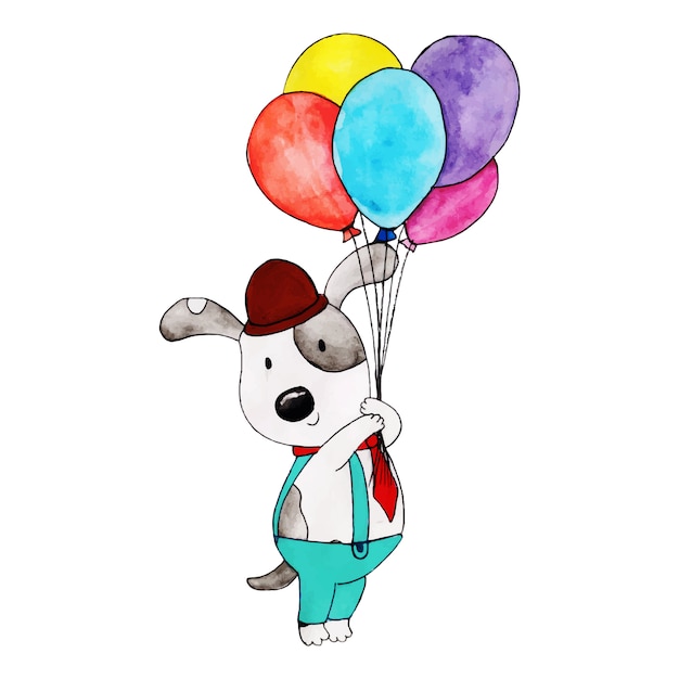 Watercolor Happy Birthday Cute Cartoon Panda