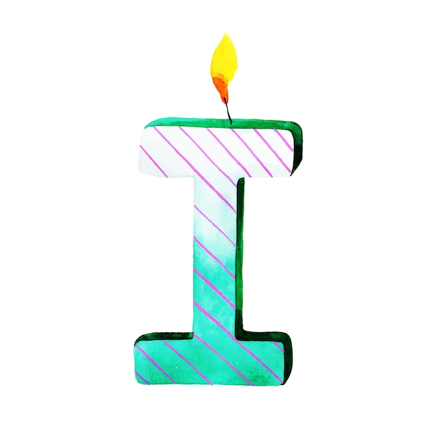 Watercolor Happy Birthday Letter I Candle